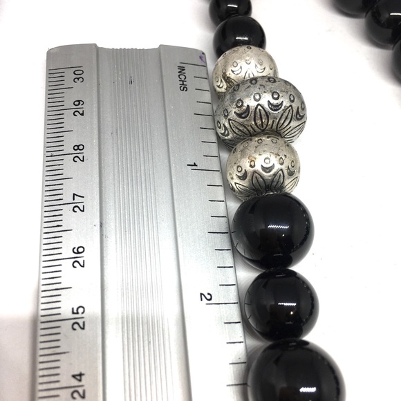 Coldwater creek  black silver ball long necklace - Picture 6 of 9